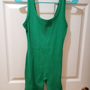 LA Luxe Green Ribbed Bodysuit - Size L